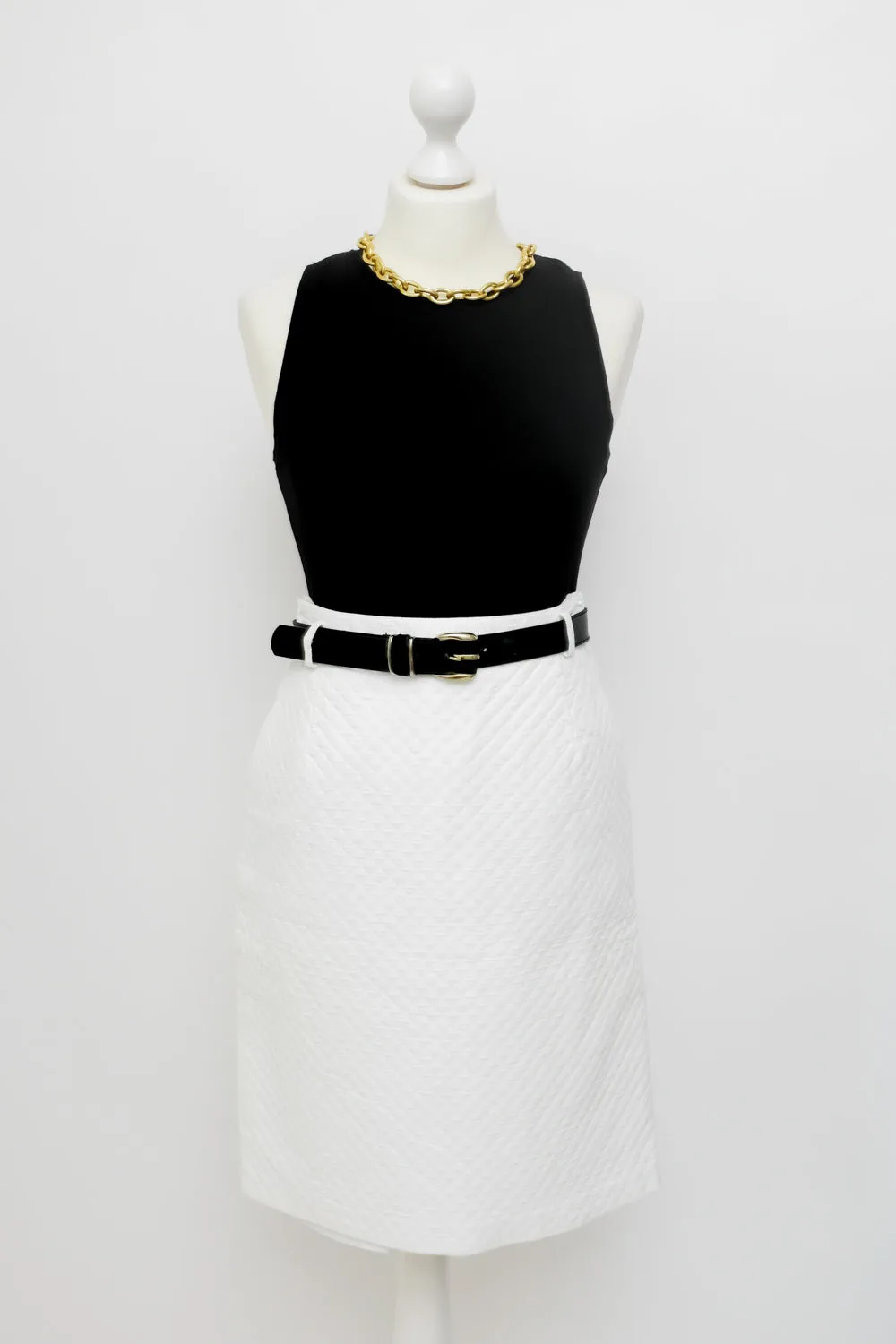 0058_WHITE QUILTED VINTAGE SKIRT