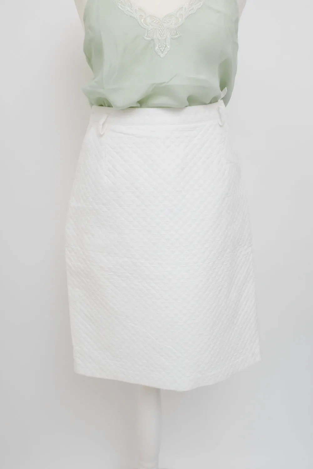 0058_WHITE QUILTED VINTAGE SKIRT