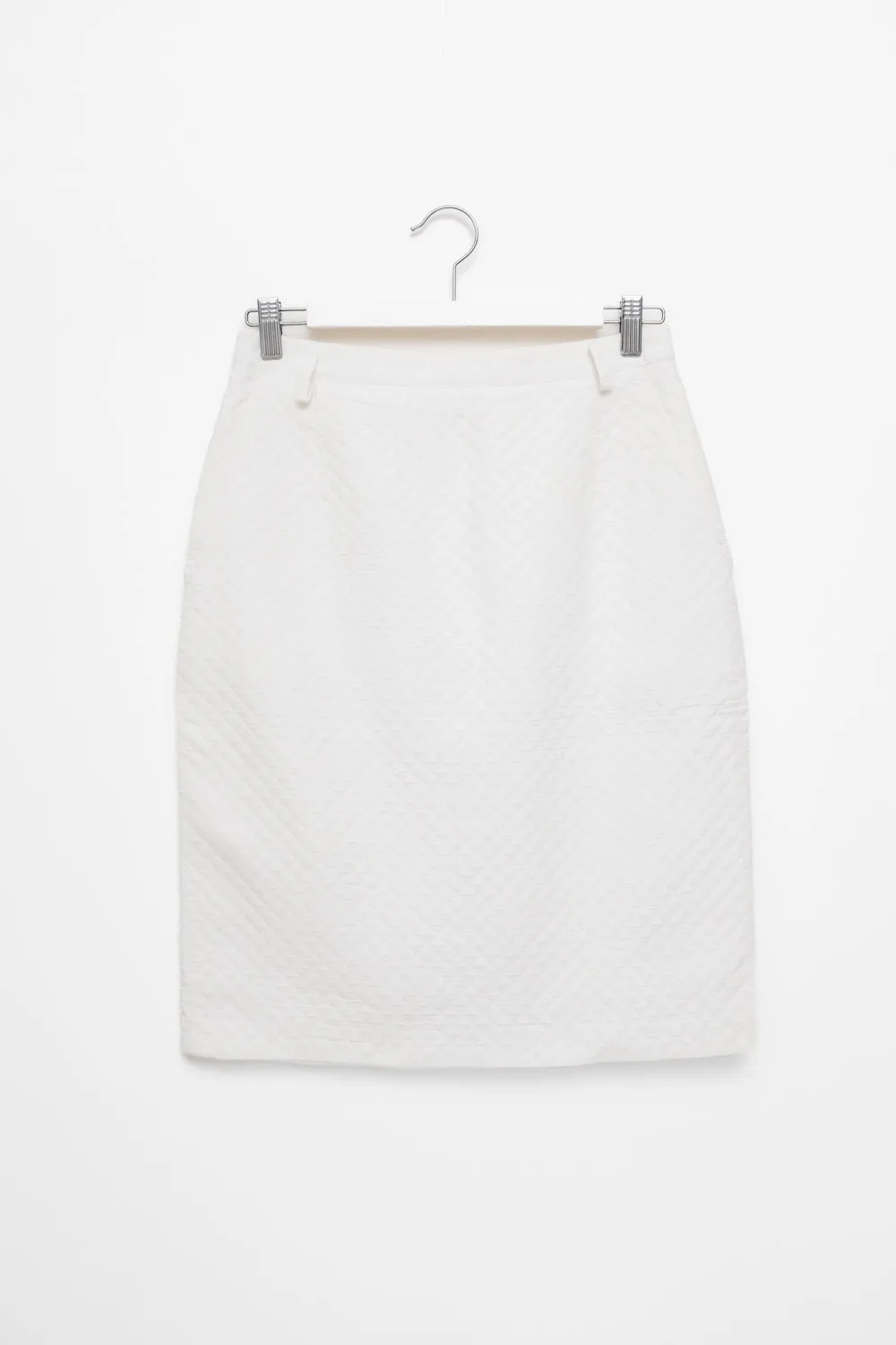0058_WHITE QUILTED VINTAGE SKIRT