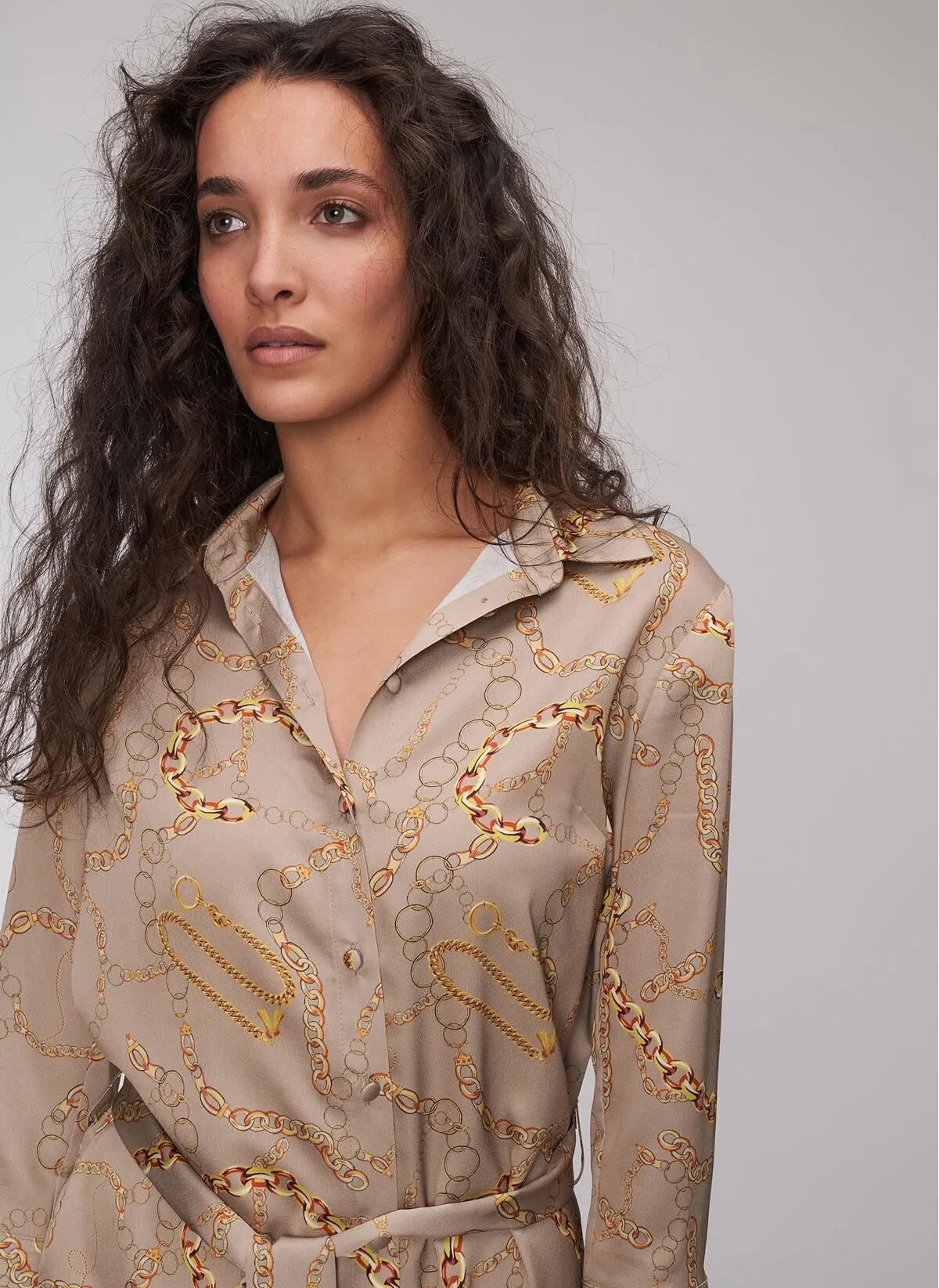 12919 Mink Chain Patterned Dress