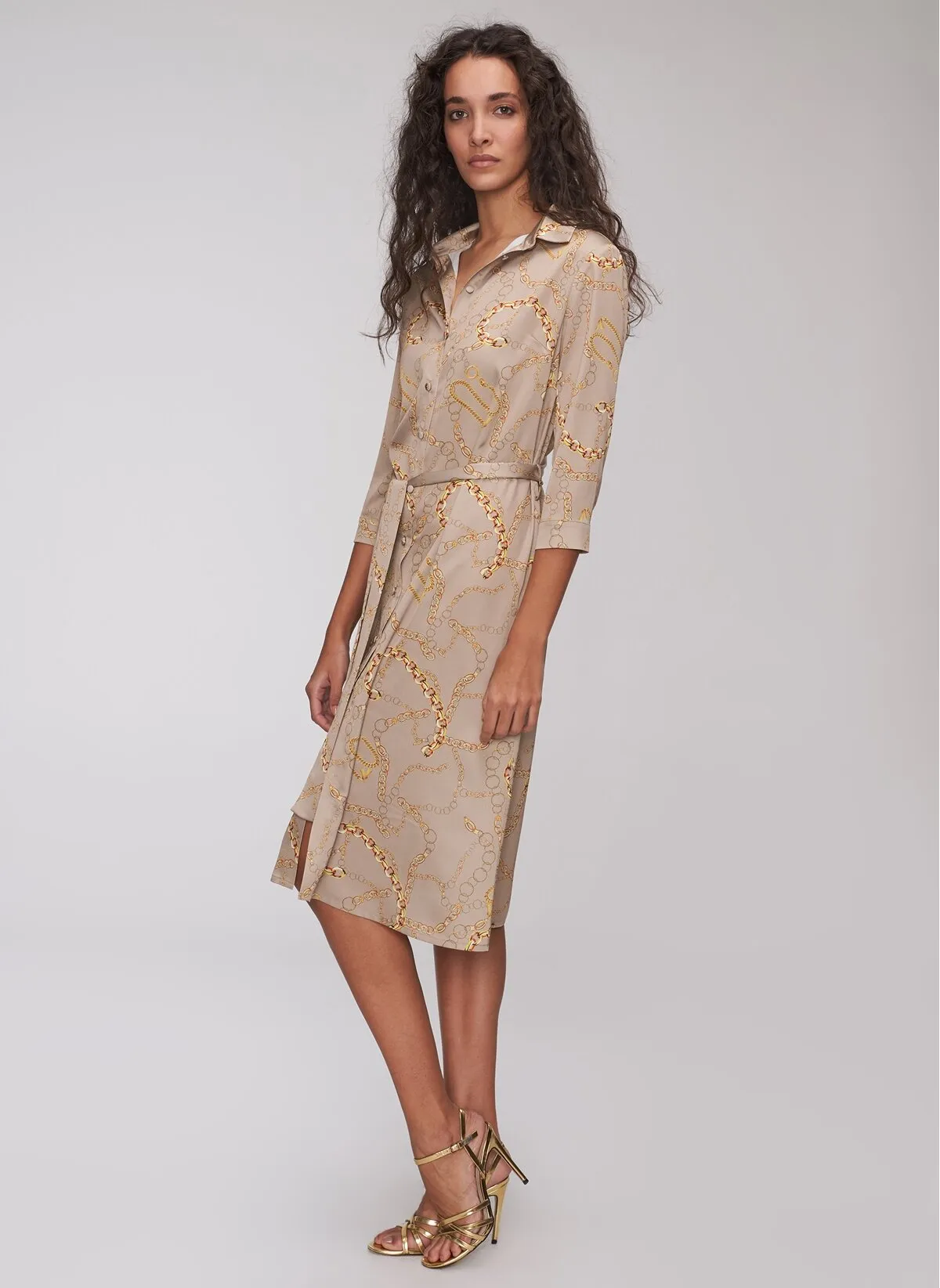 12919 Mink Chain Patterned Dress