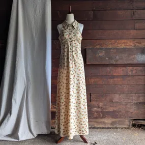 70s Vintage Sleeveless Floral Maxi Dress