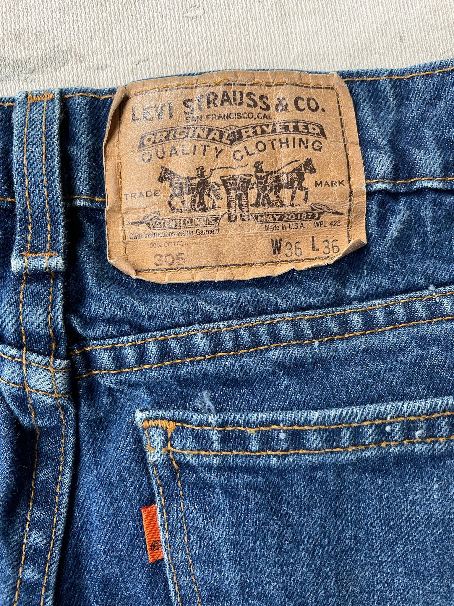 80's Levi's 305 Orange Tab Jeans—[35x36]