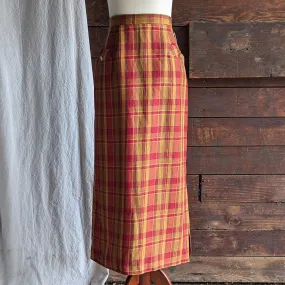 90s Vintage Linen Blend Autumnal Column Skirt