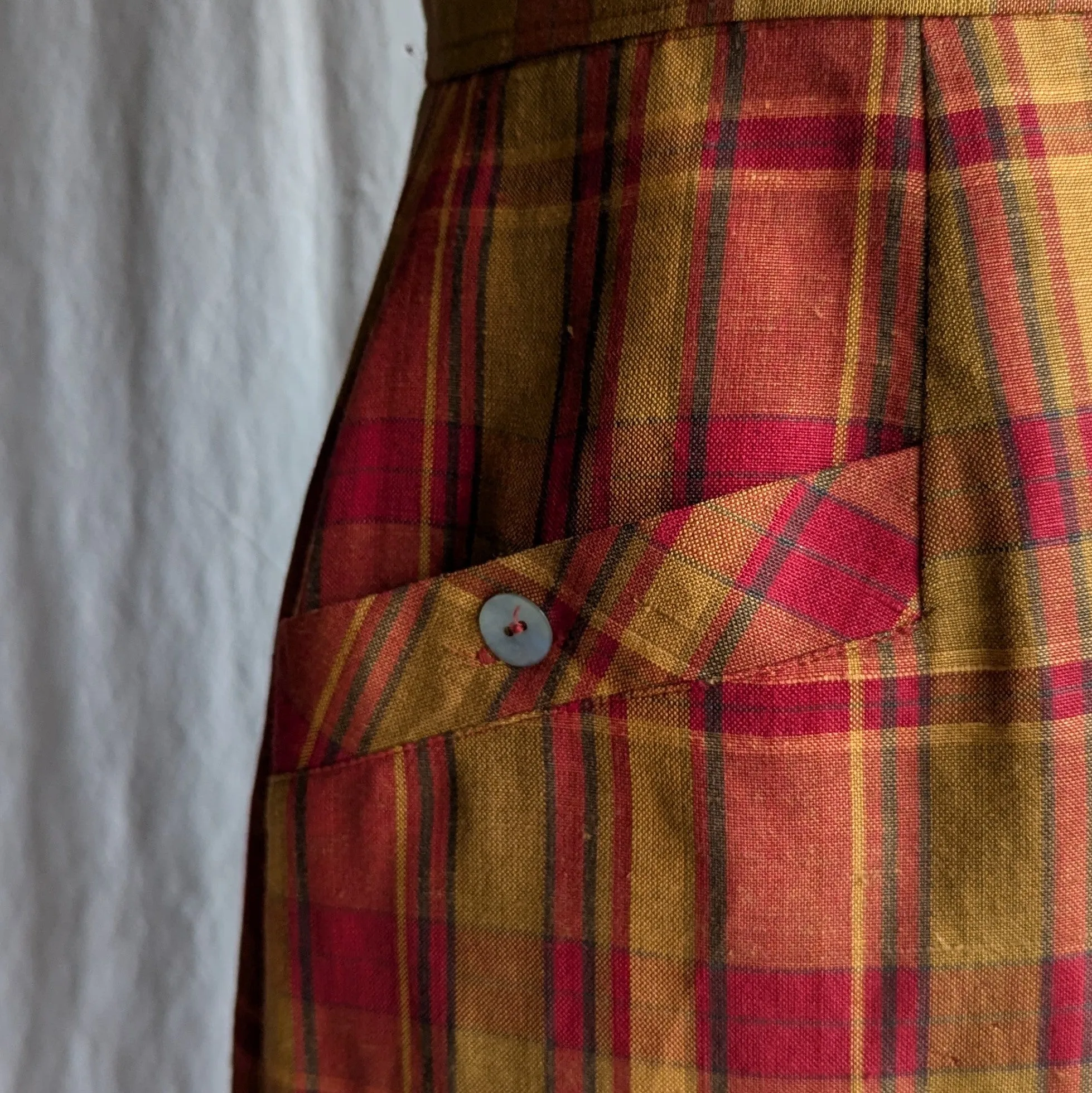 90s Vintage Linen Blend Autumnal Column Skirt