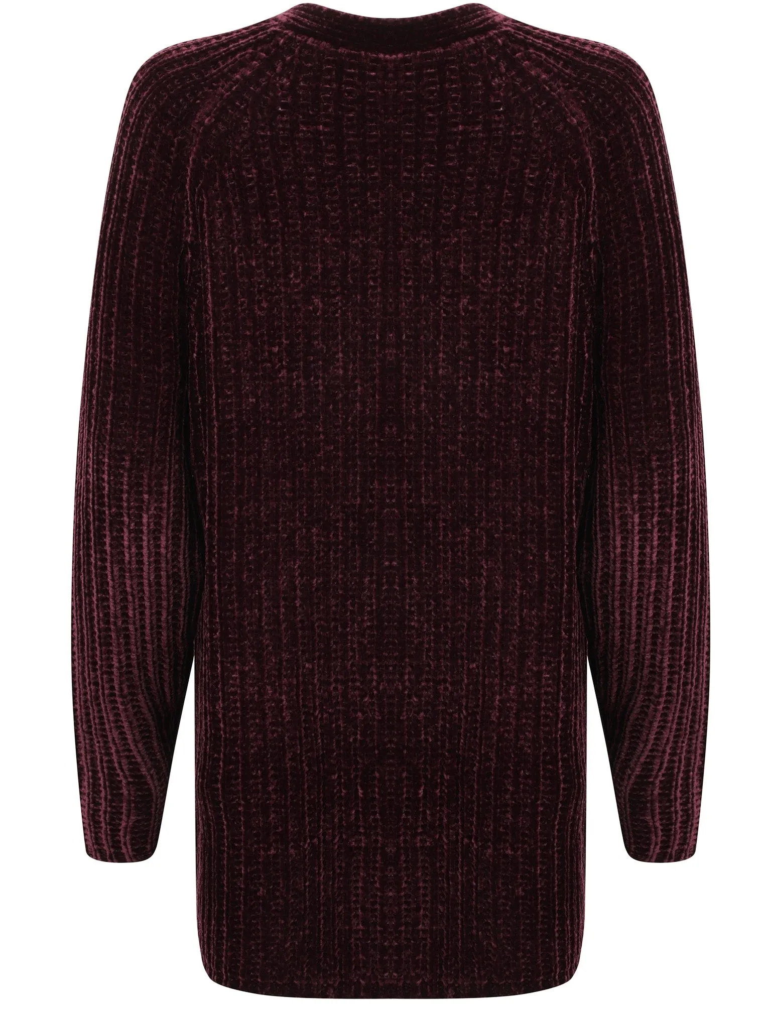 Adley Chenille Open Cardigan With Pockets In Burgundy - Tokyo Laundry