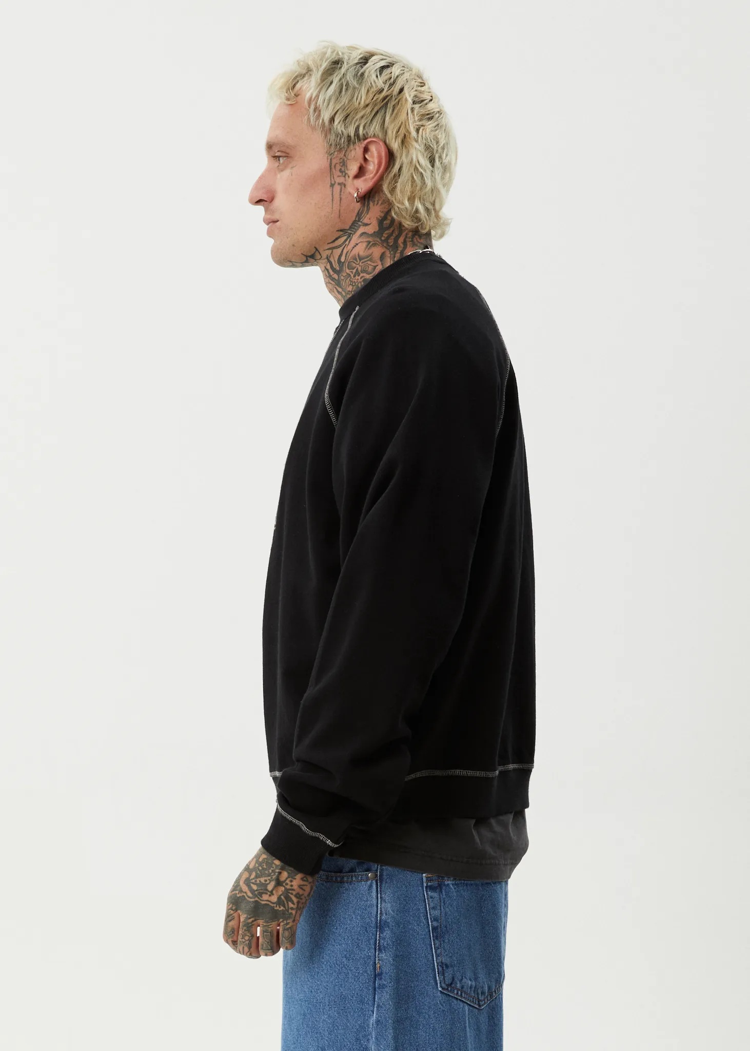AFENDS Mens Dance Party - Crew Neck - Black