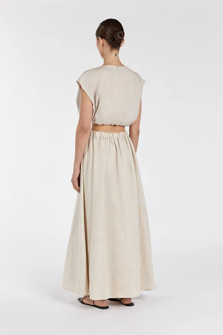 AMY NATURAL LINEN MIDI SKIRT