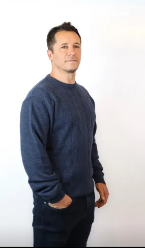 Ansett Gold Cable Knit Crew Neck Cashmere & Merino Pullover