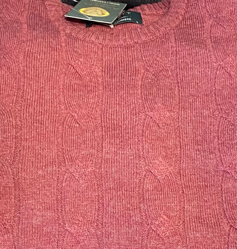 Ansett Gold Cable Knit Crew Neck Cashmere & Merino Pullover