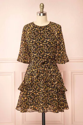 Arabelna | Short Floral A-Line Dress