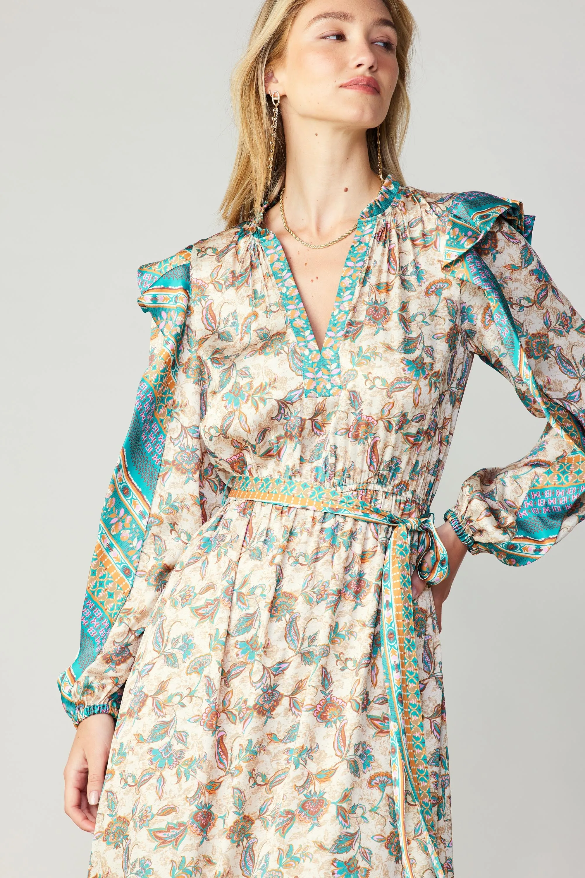 Autumnal Border Print Maxi Dress