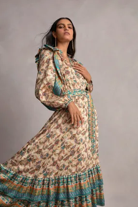 Autumnal Border Print Maxi Dress