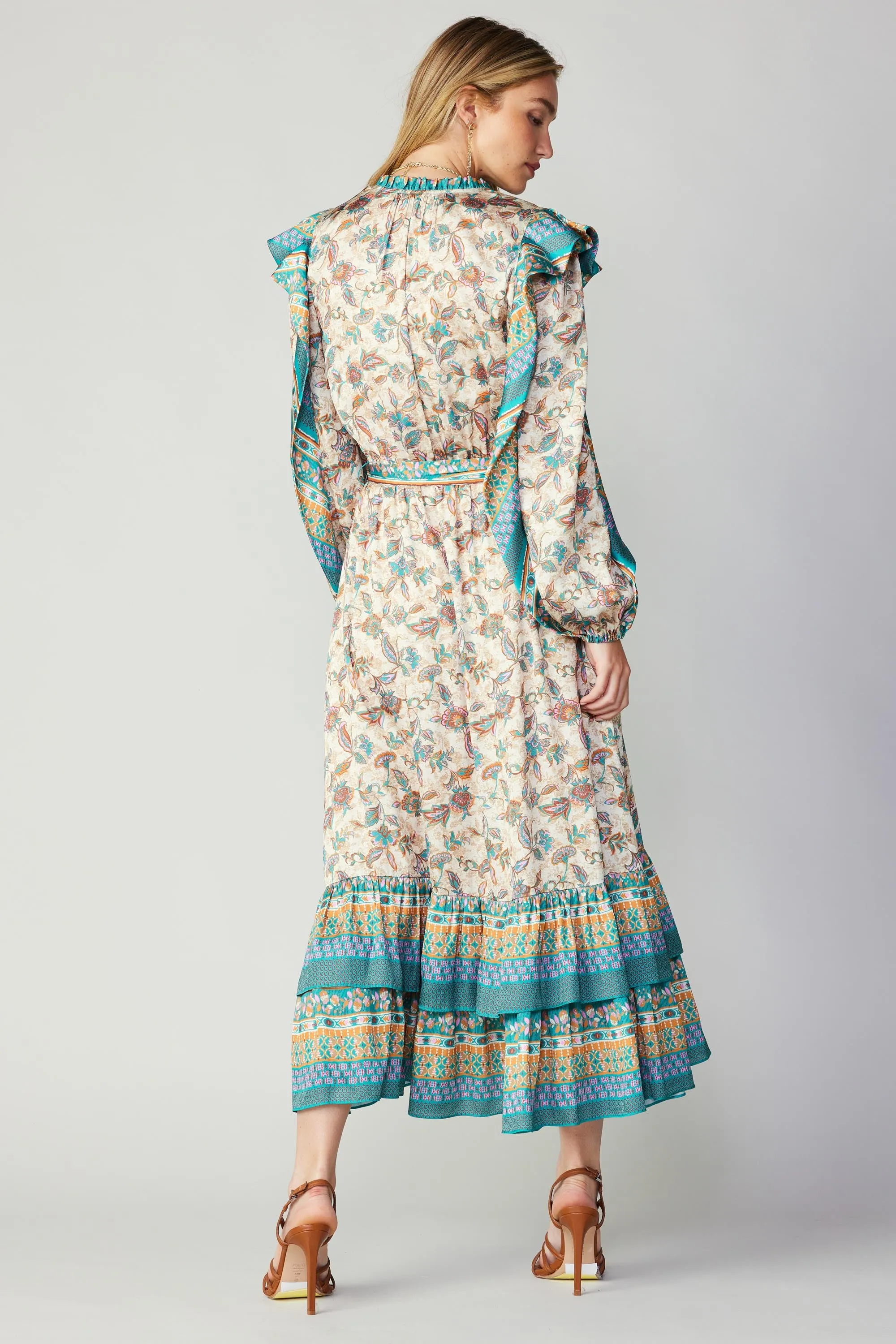 Autumnal Border Print Maxi Dress