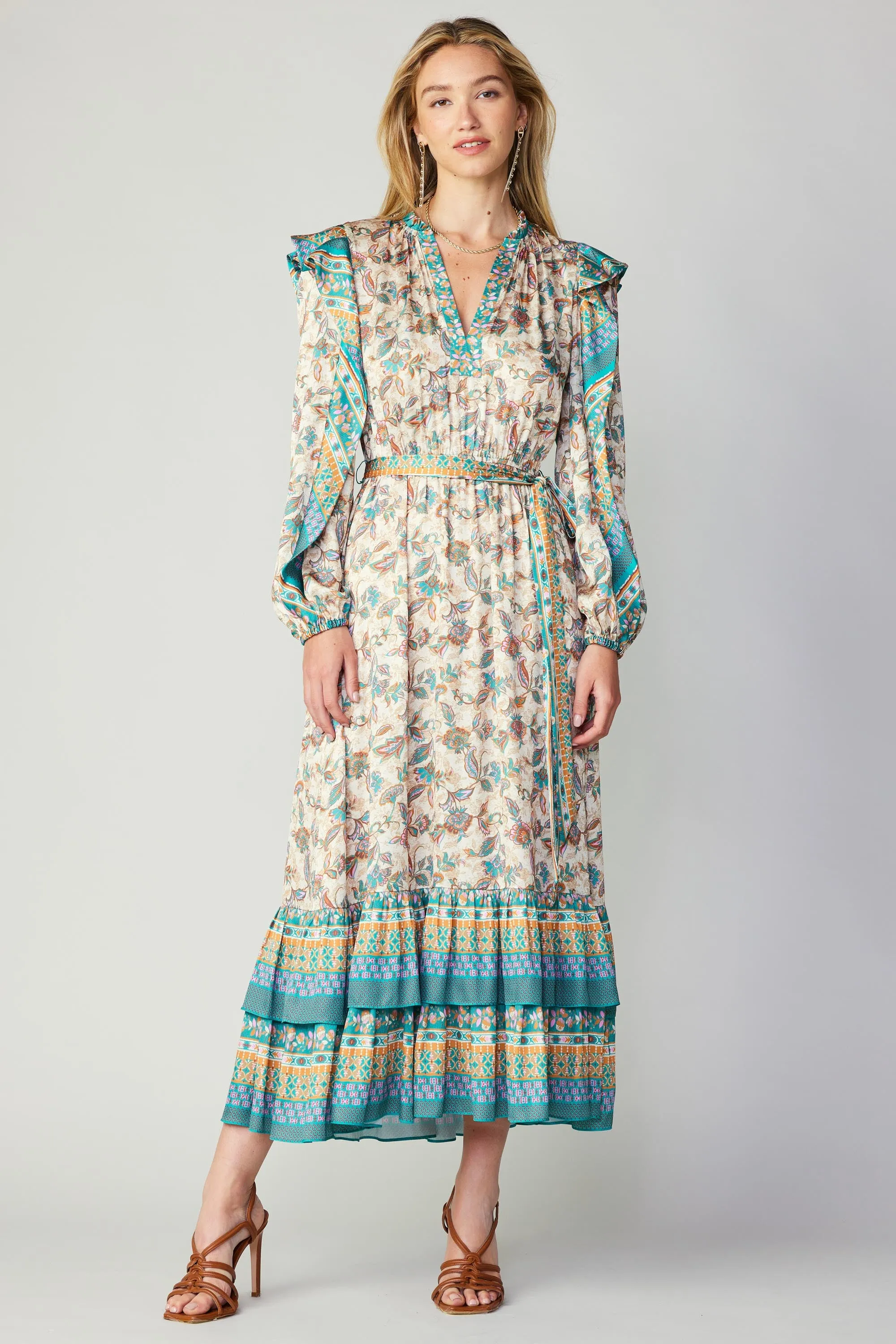 Autumnal Border Print Maxi Dress