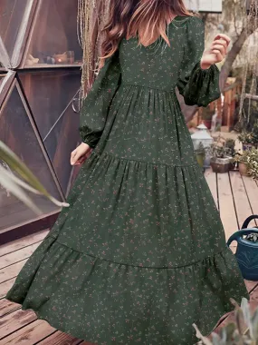 Autumnal Floral Maxi Dress