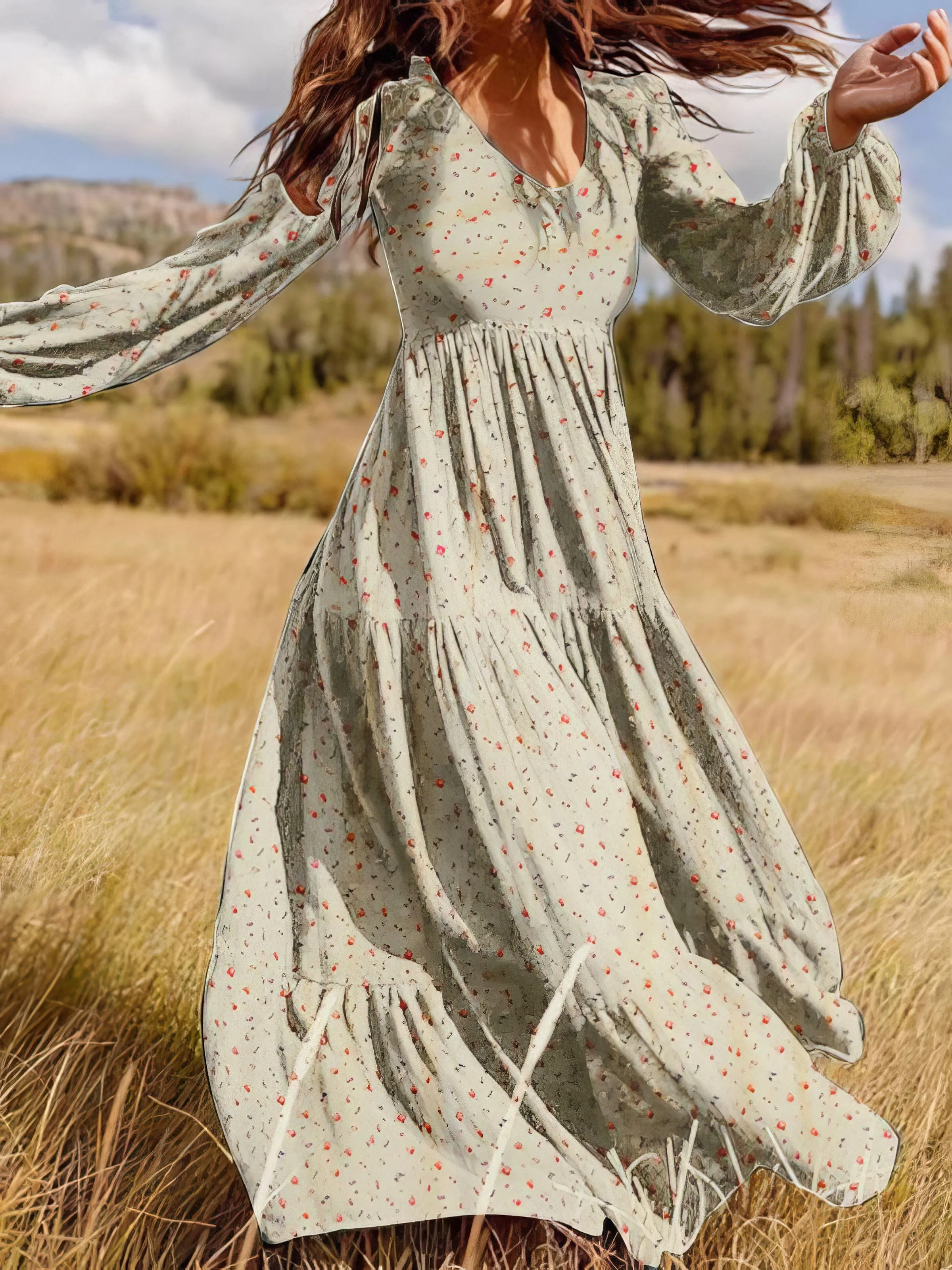 Autumnal Floral Maxi Dress