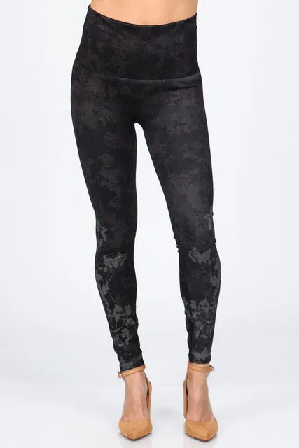 B4222XLT Extended High Waist Leggings Brown Floral Print