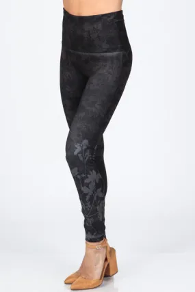 B4222XLT Extended High Waist Leggings Brown Floral Print