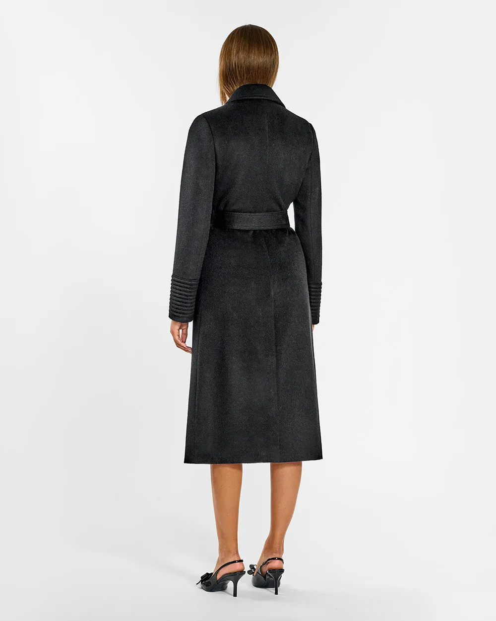 Baby Alpaca Long Notched Collar Wrap Coat