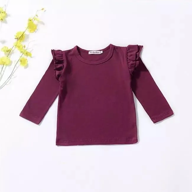 Baby Little Girls Flutter Long Sleeve Pullover