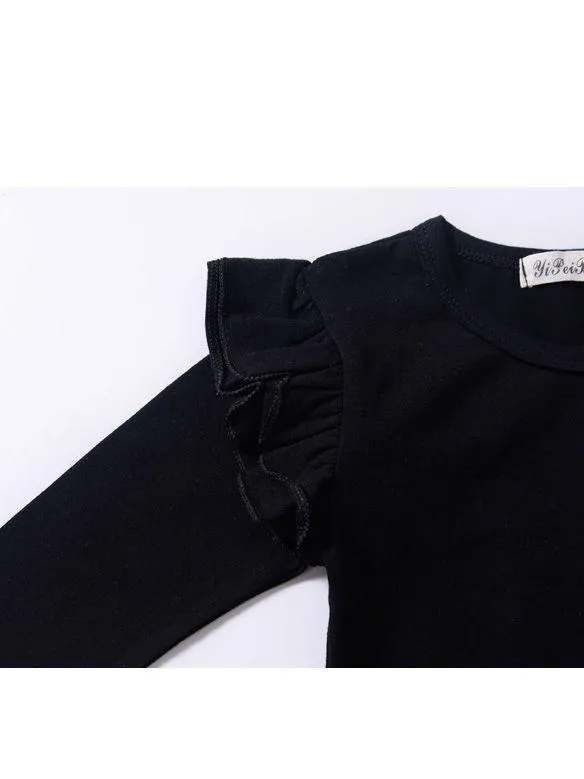 Baby Little Girls Flutter Long Sleeve Pullover