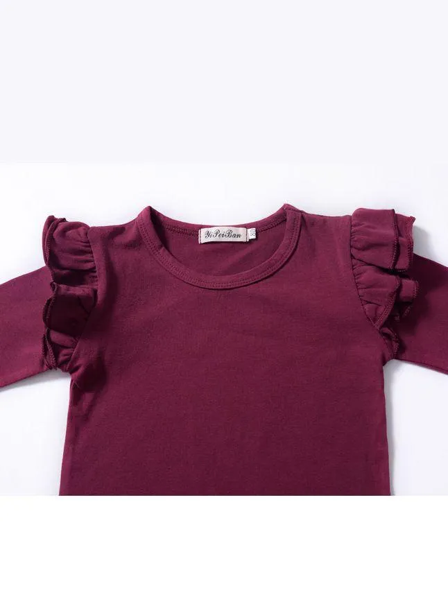 Baby Little Girls Flutter Long Sleeve Pullover