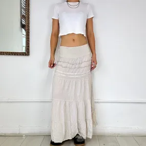 beige tiered flowy skirt