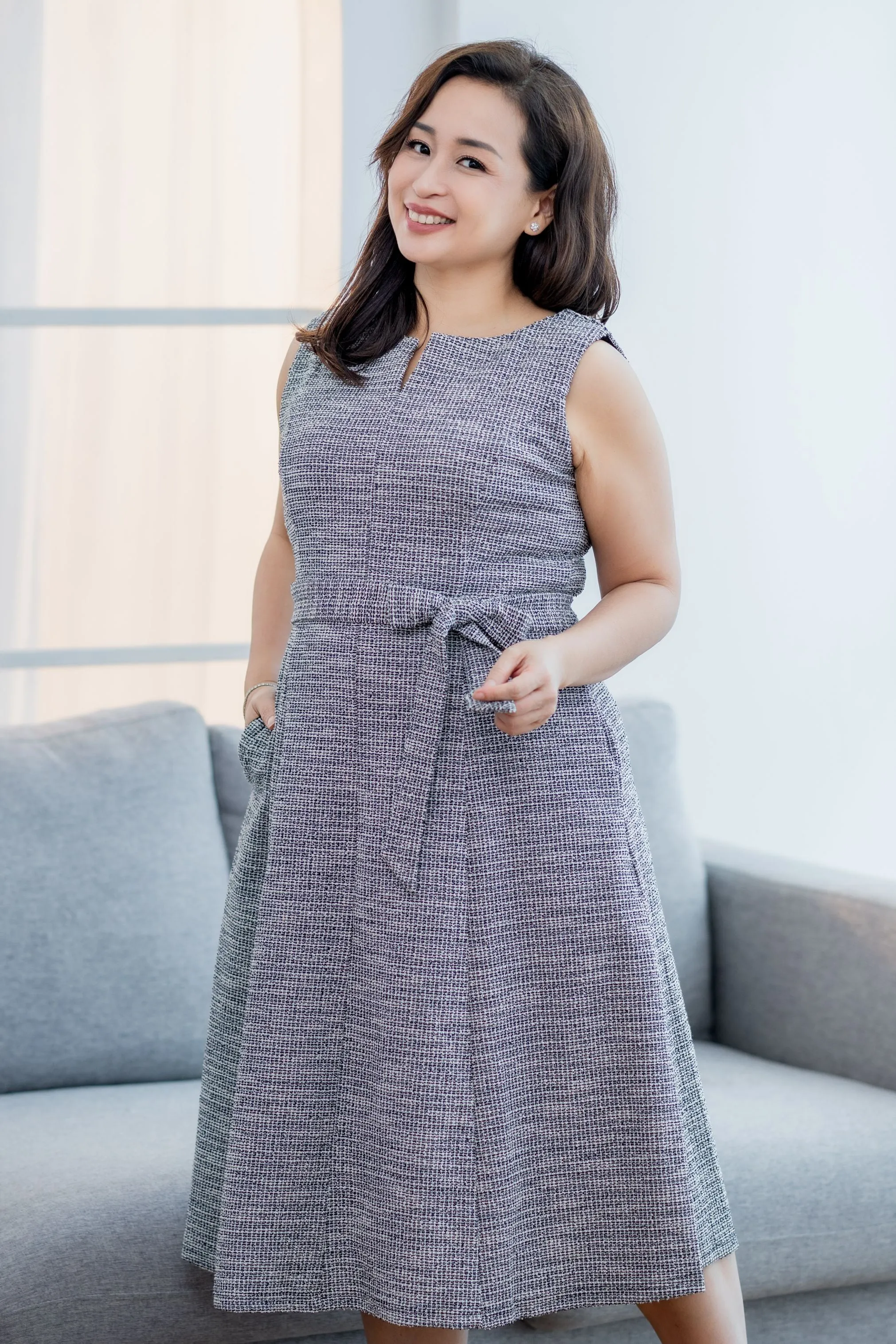Belted Tweed Dress