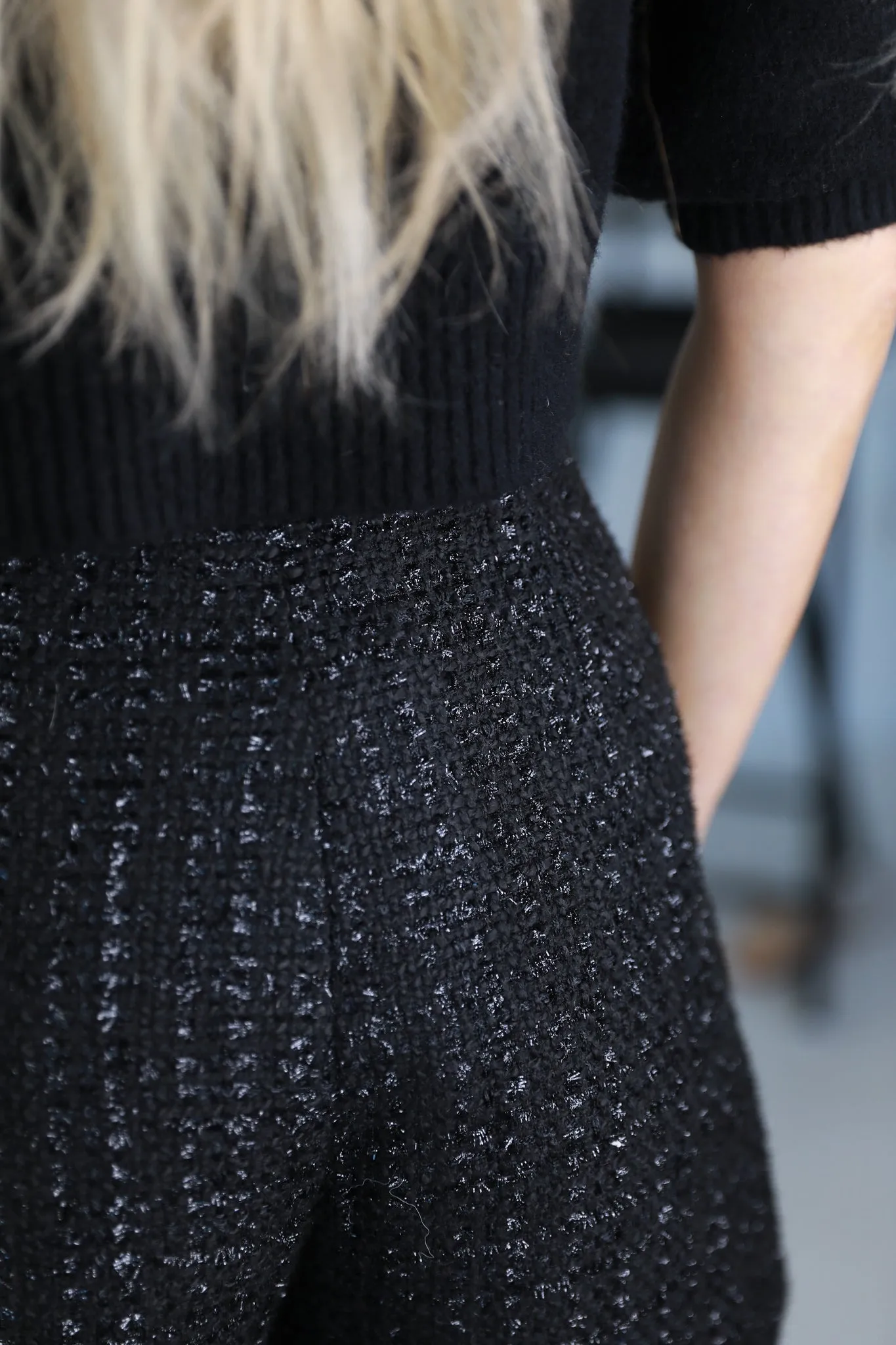 Benley Tweed Skort- Black Metallic