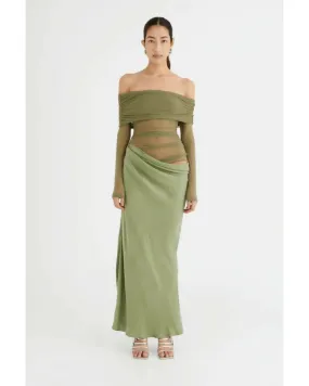 Benni Yasmin Off Shoulder Maxi in Pistachio