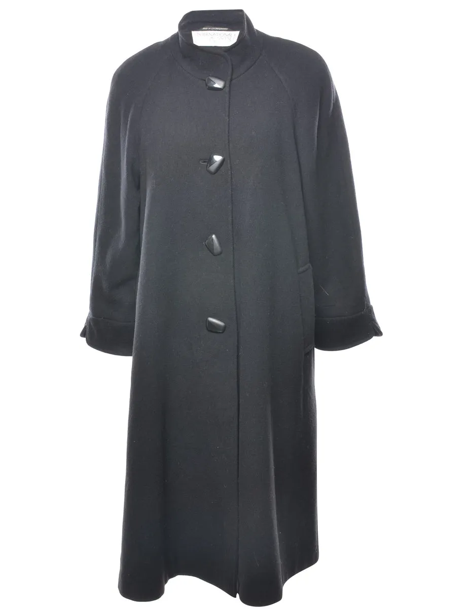 Black Classic Wool Coat - L