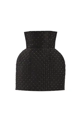 BLACK CRYSTAL QUILTED MINI SKIRT