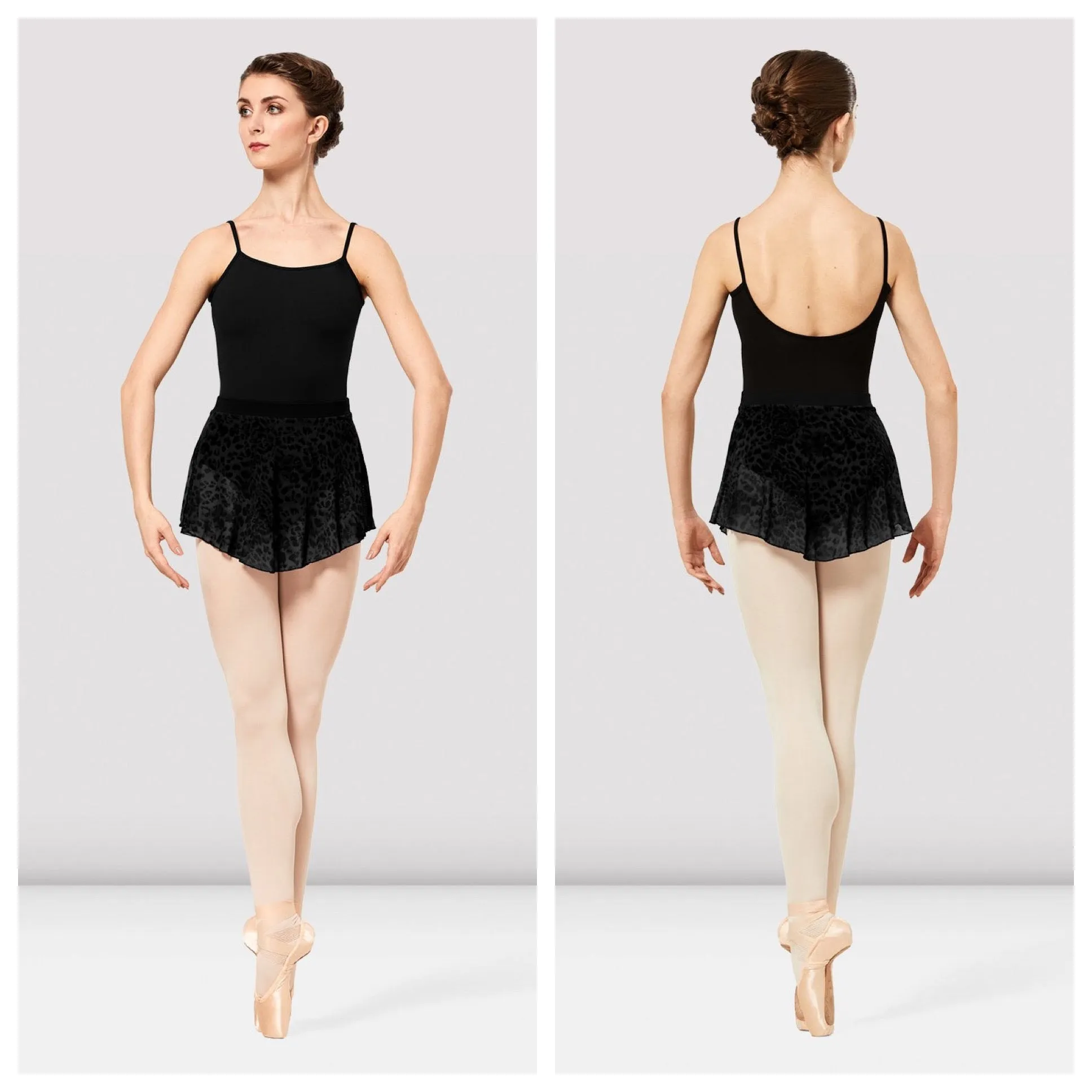 Bloch - Janise Animal Print Mesh Pull On Skirt - Adult (R2311) - Black (GSO)