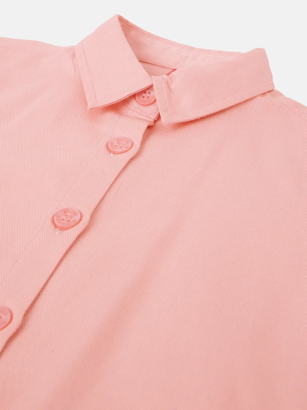 Blue Giraffe Girls Pink Solid Shirt Collar Short Sleeves Dress Set