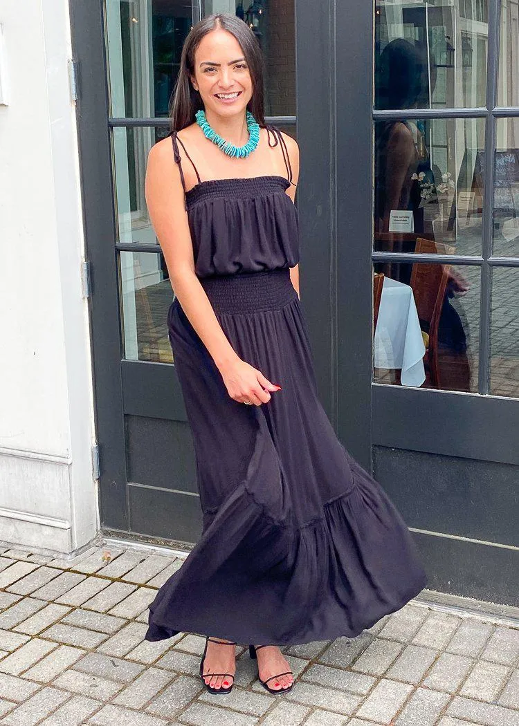 Bobi Smocked Waist Tiered Maxi Skirt
