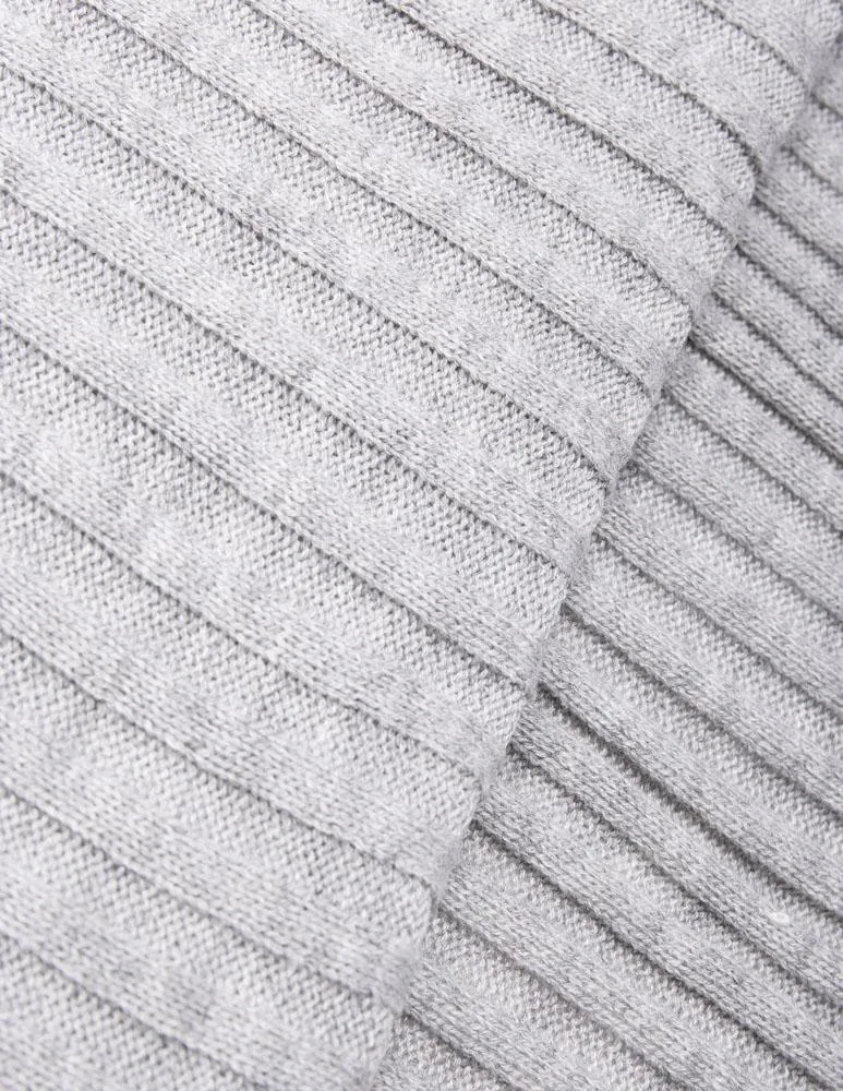 Box-Packaged Men's Uptown Premium Knit Texture Ribbed Scarf - Light Grey