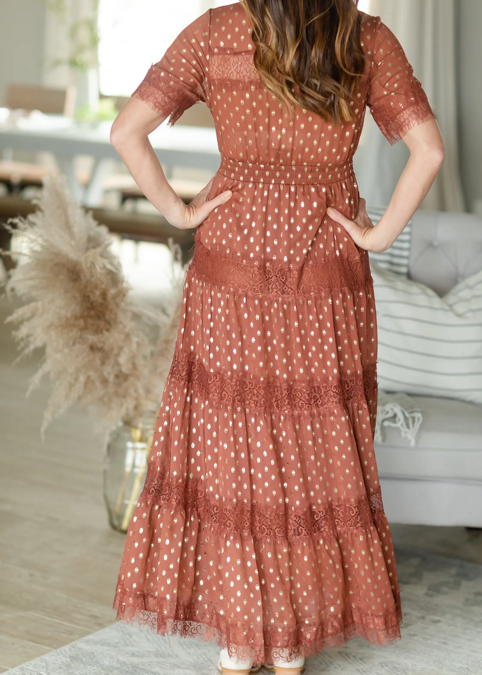 Brick Crinkle Tiered Maxi Dress - FINAL SALE