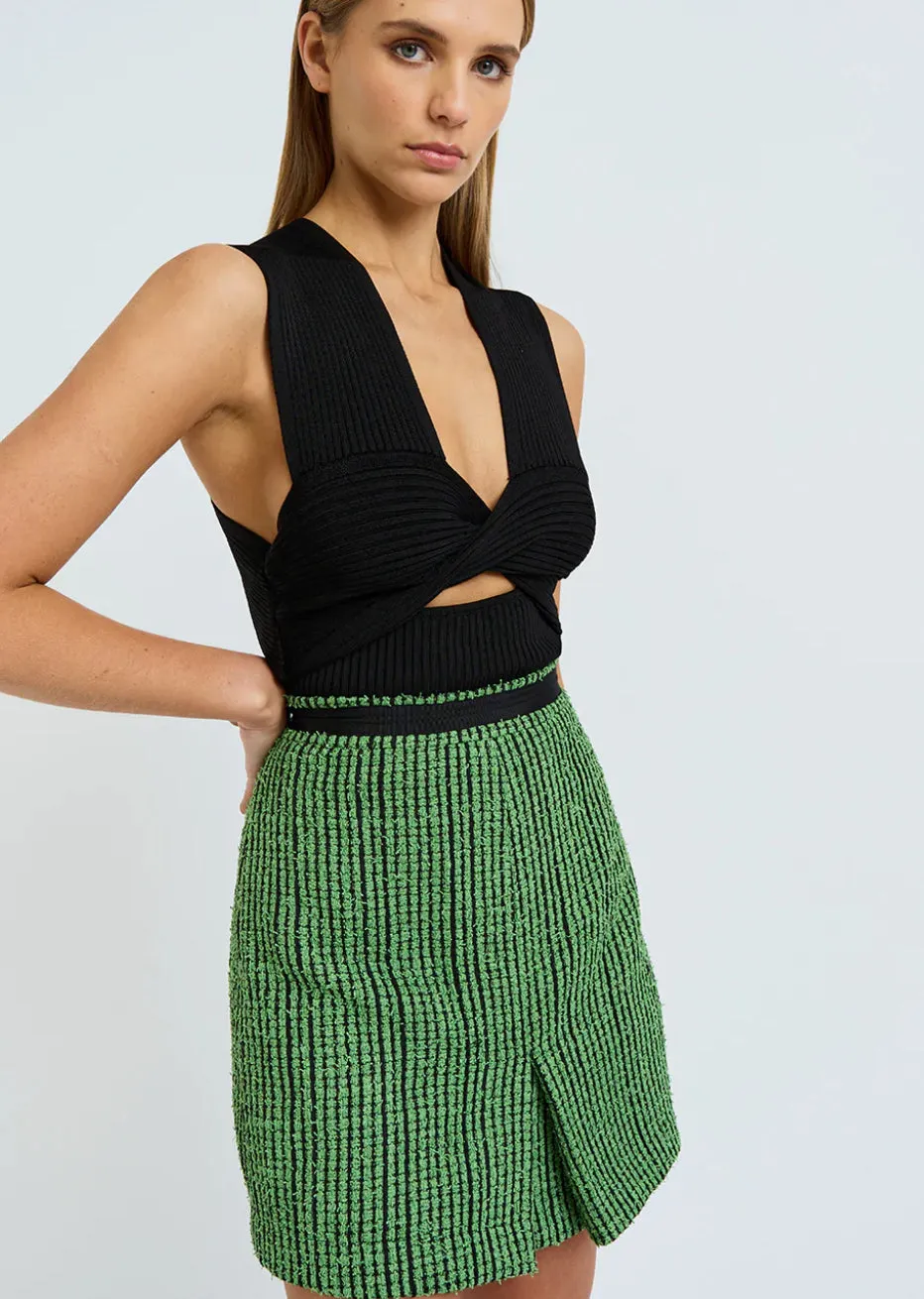 BY JOHNNY Tiffany Mini Skirt Green Tweed