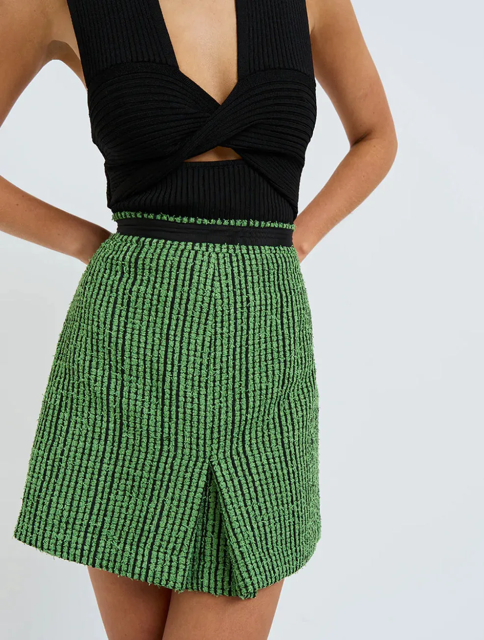BY JOHNNY Tiffany Mini Skirt Green Tweed
