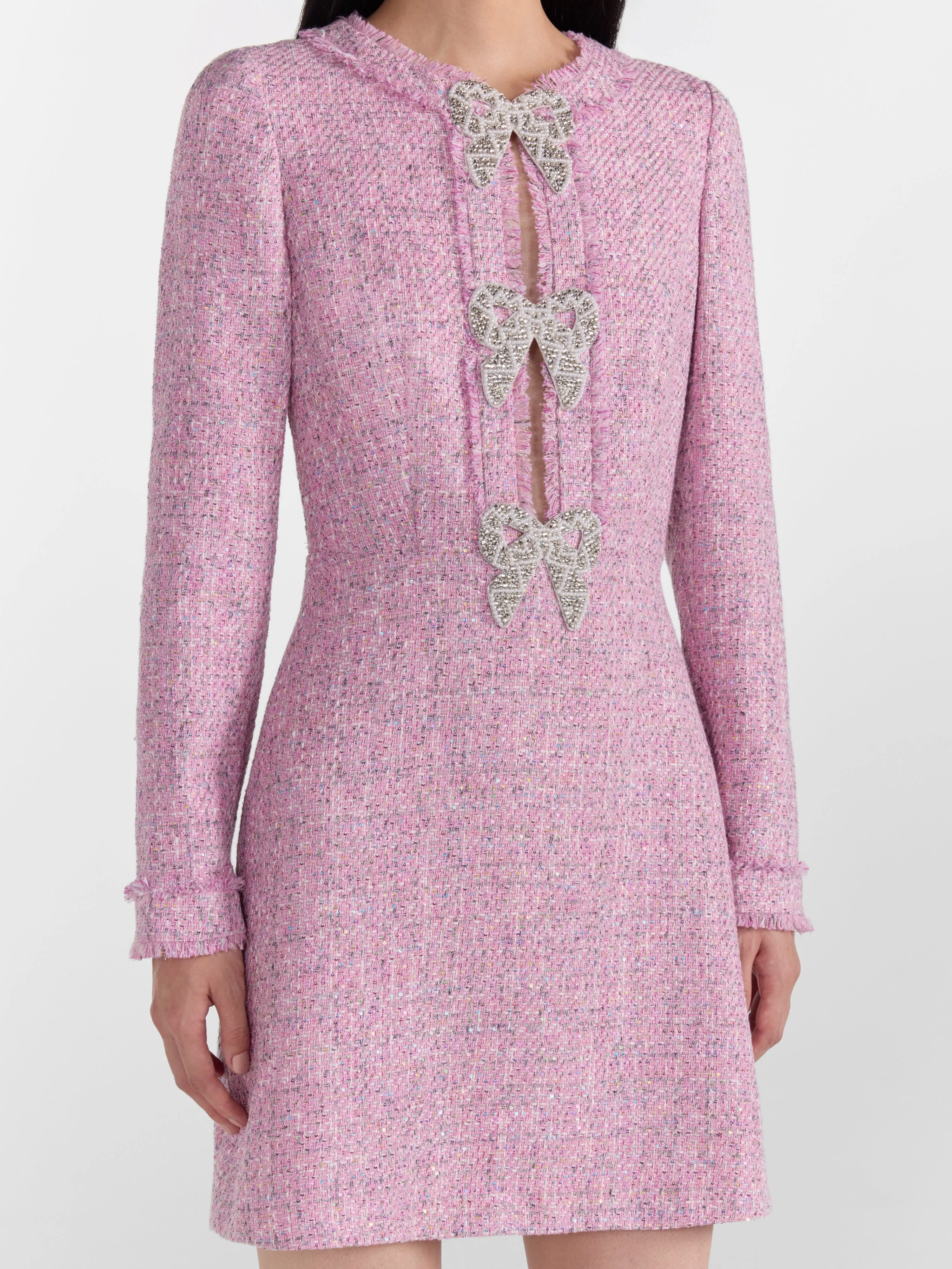 Camille Bows Short B Dress in Baby Pink