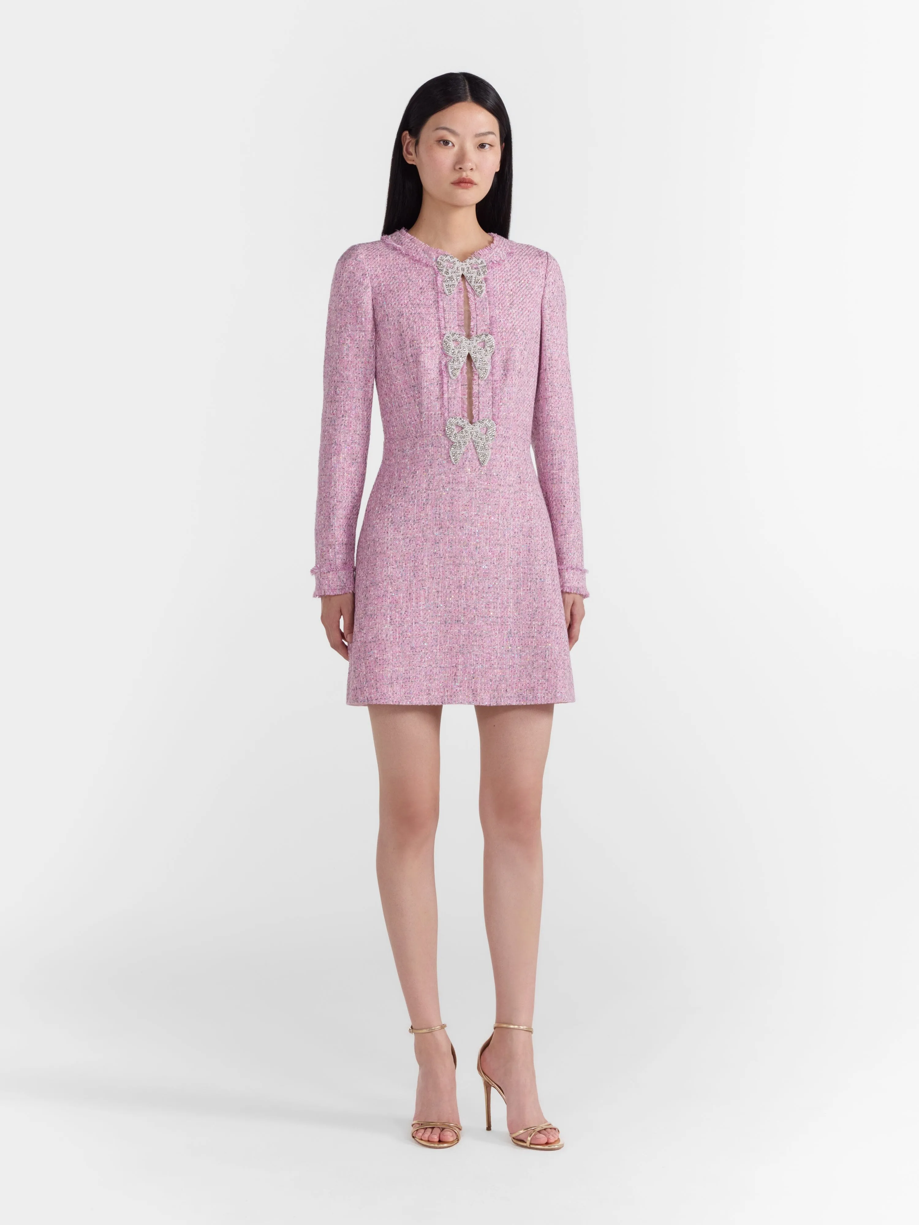 Camille Bows Short B Dress in Baby Pink