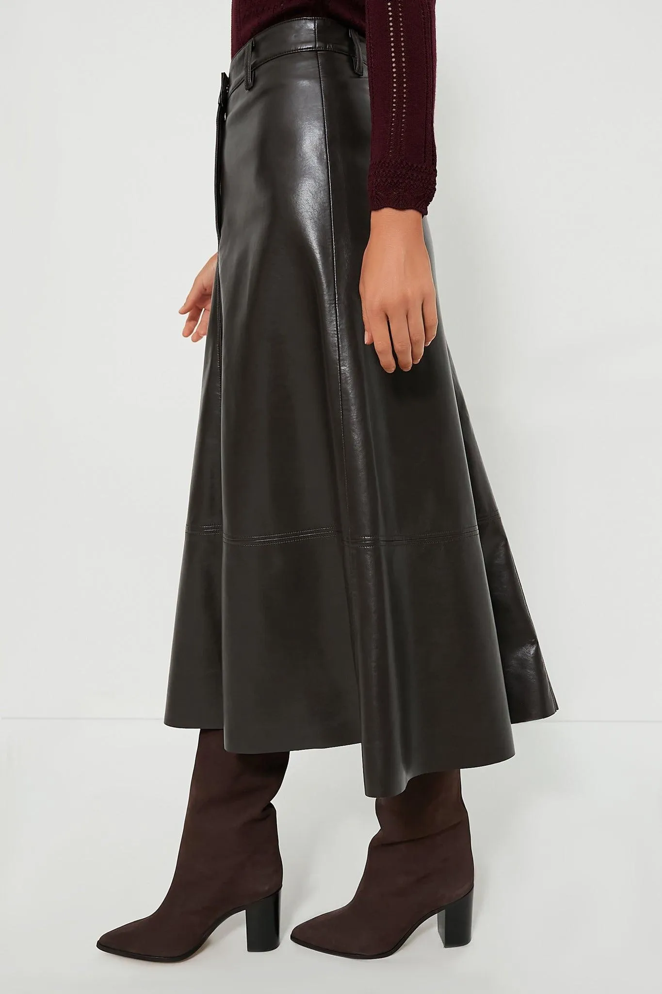 Cassia Leather Skirt Chocolate Brown