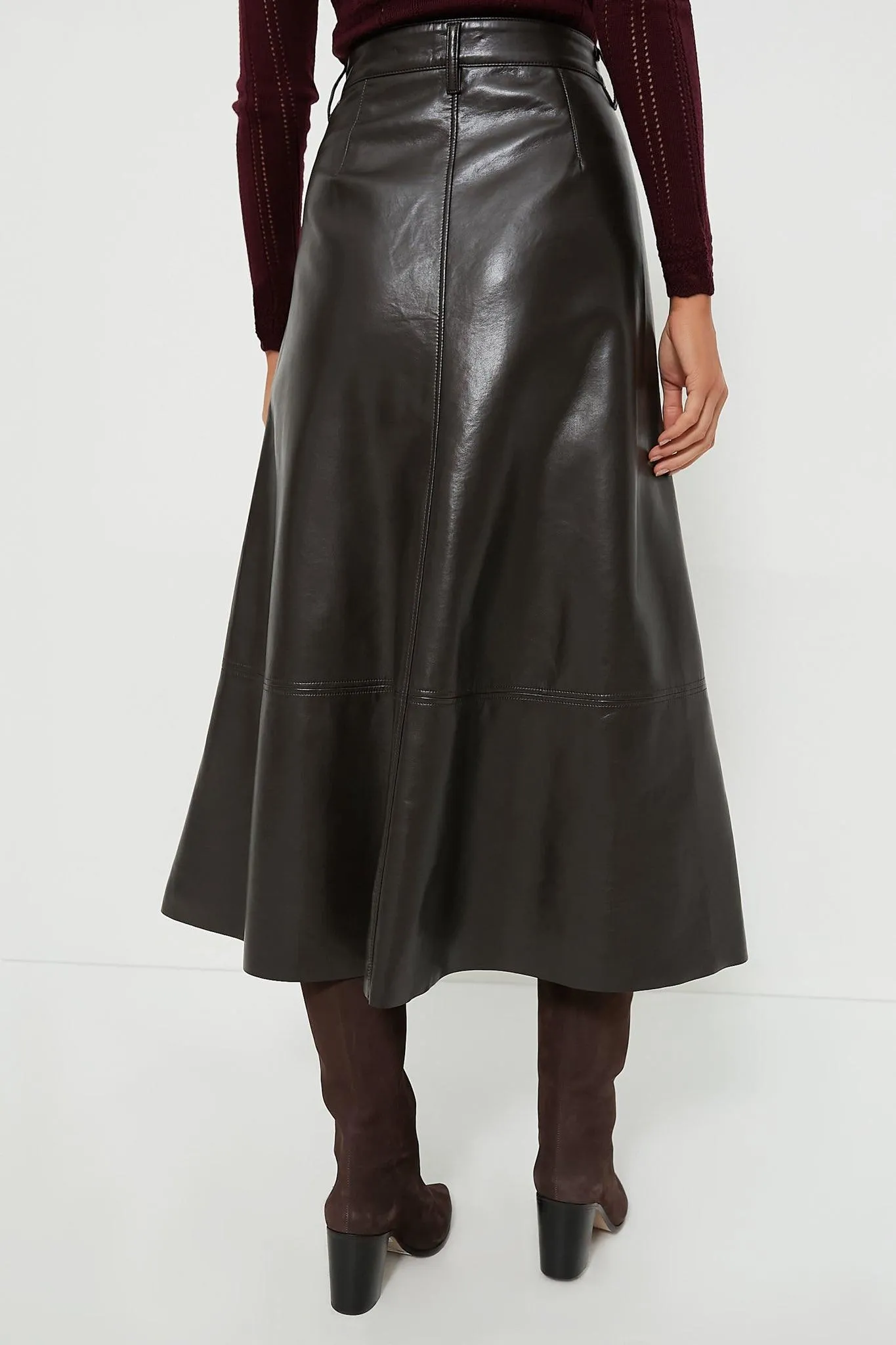 Cassia Leather Skirt Chocolate Brown