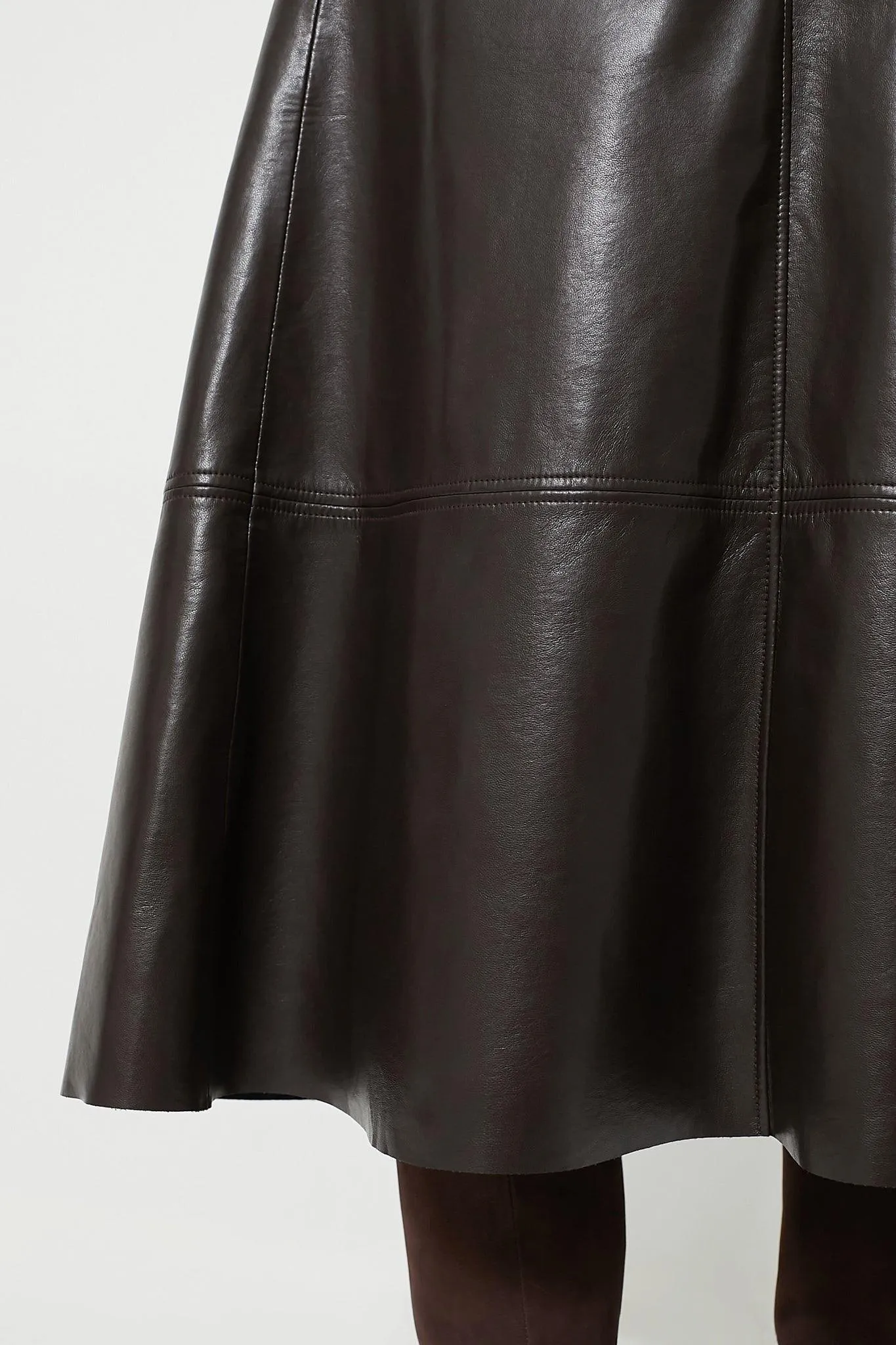 Cassia Leather Skirt Chocolate Brown