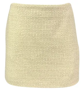 Celine Tweed Mini Skirt in Straw Yellow