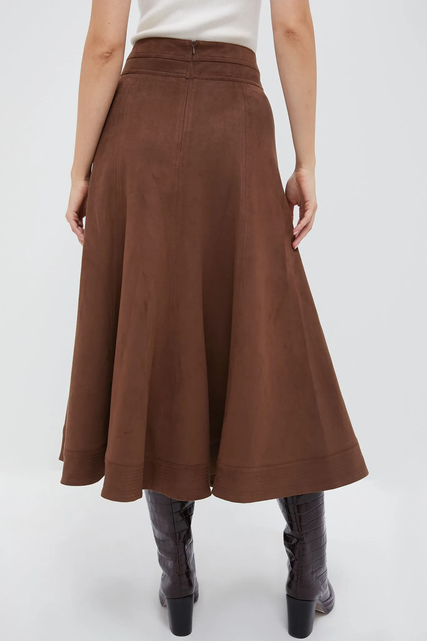 Chocolate Suede Brynn Skirt
