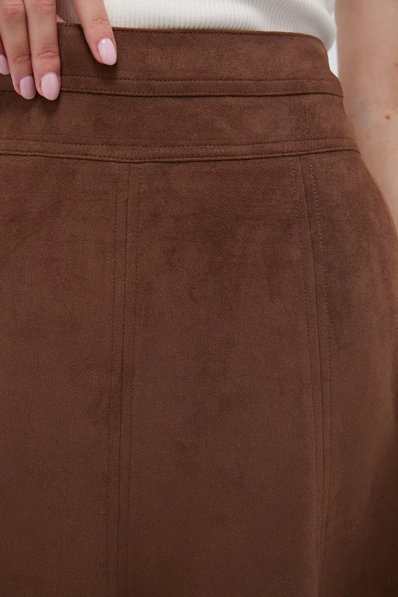 Chocolate Suede Brynn Skirt