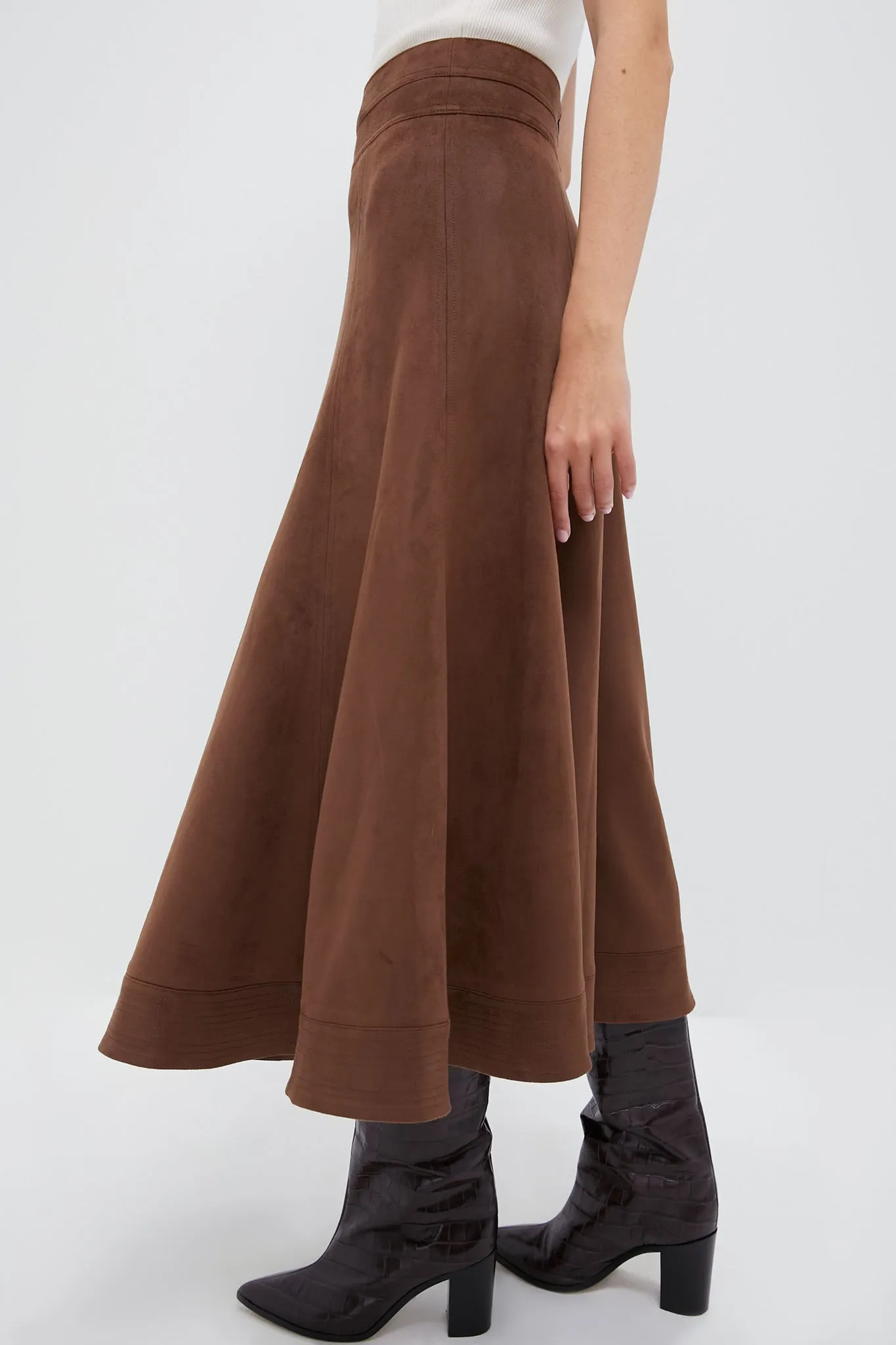 Chocolate Suede Brynn Skirt