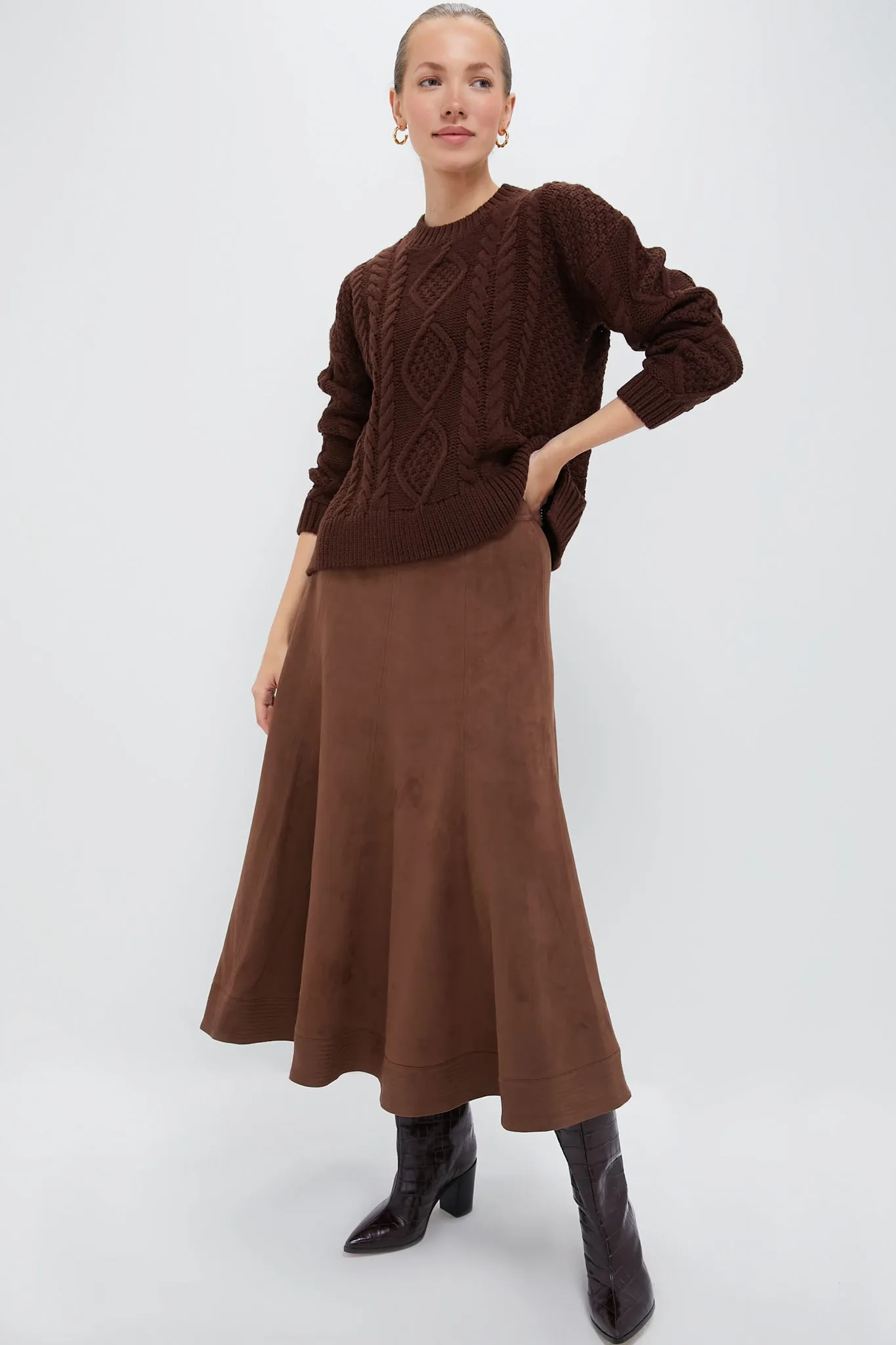 Chocolate Suede Brynn Skirt
